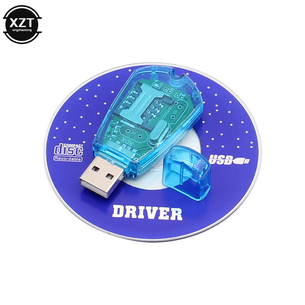 Lector de tarjetas SIM USB azul, Kit de copia/clonador/escritor/copia de seguridad, GSM, CDMA, SMS, copia de seguridad + Disco de CD