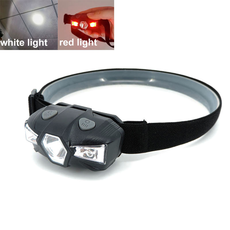 Mini lampe de sauna à LED AA, super lumineuse, 800LM, 5 modes, lampes frontales, torche, rouge, blanc, extérieur, camping, pêche, O1