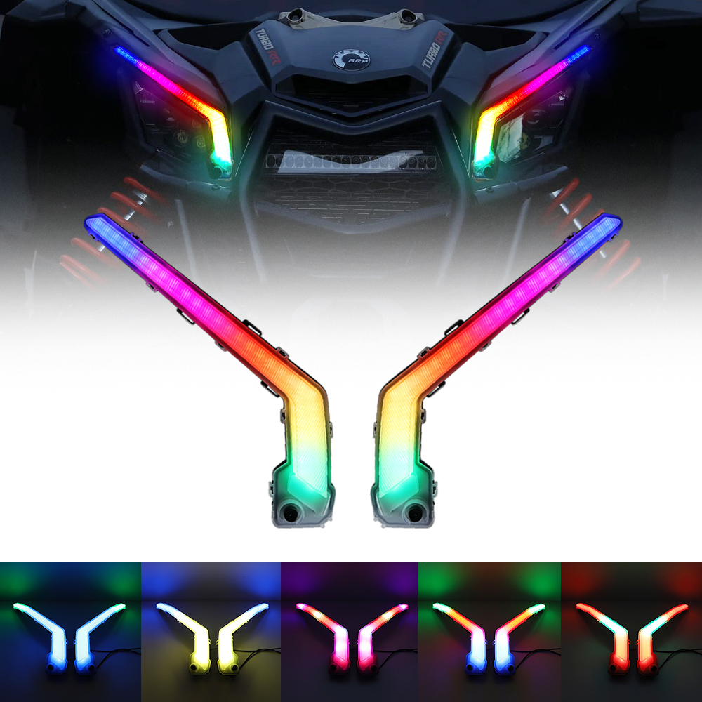 Przednie światło kierunkowskazu LED z światłami przepływowymi RGB do UTV Can-Am Maverick X3 XDS XRS Max Turbo R 2017-2022
