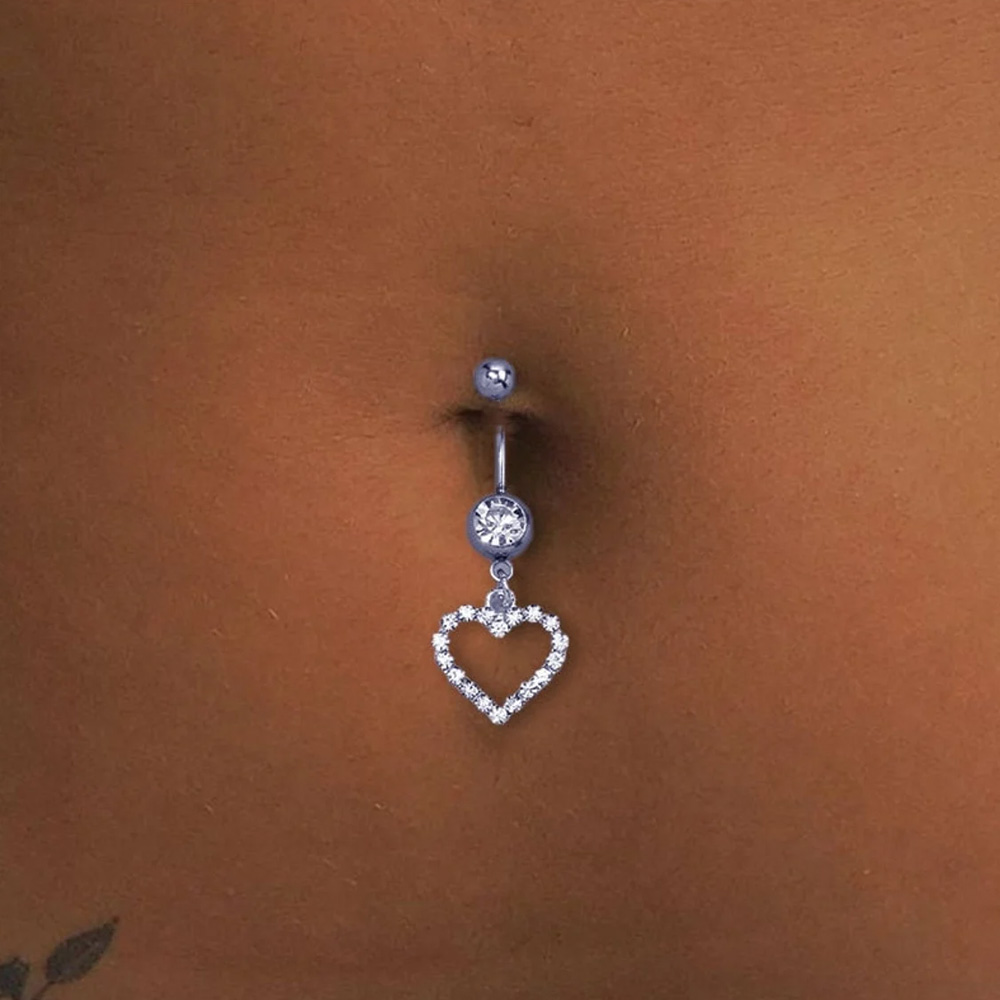 Stonefans Rhinestone Heart Belly Button Nails Biżuteria do przekłuwania ciała Seksowny kryształowy pierścionek na pępek Hurtownia biżuterii dla kobiet