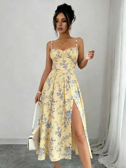 Vestido Sexy Estilizador de Línea A para Mujer, Nuevo de Verano, a la Moda, sin Tirantes, con Abertura Lateral, Elegante, Ajustado, Estilo Euroamericano