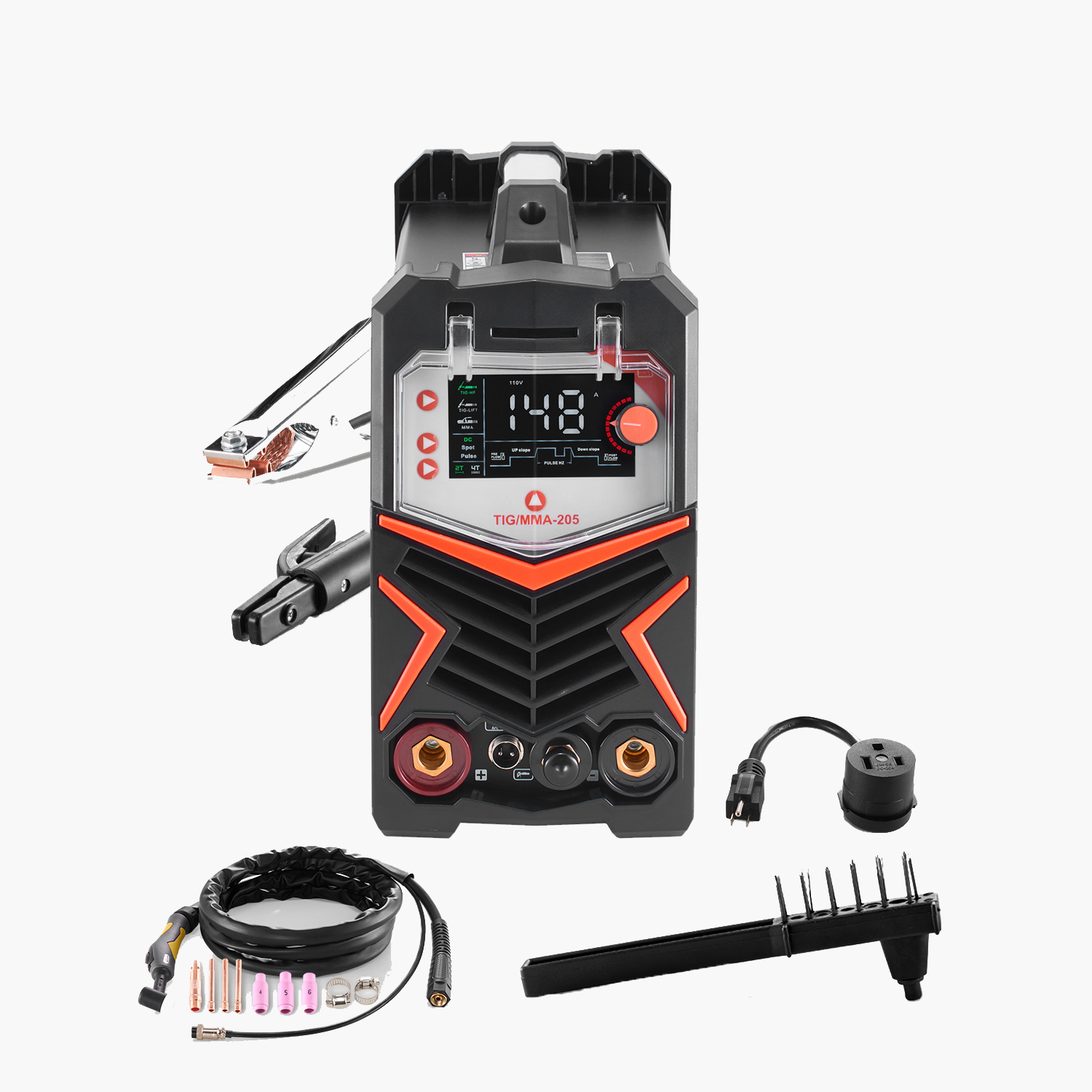 VEVOR Poste à Souder TIG, 205 A, Machine de Soudage 3 en 1, avec Grand Écran d'Affichage LED, Modes DC TIG/DC Pulse TIG/MMA (Stick), Soudeur Électrique avec Démarrage Haute Fréquence Onduleur IGBT