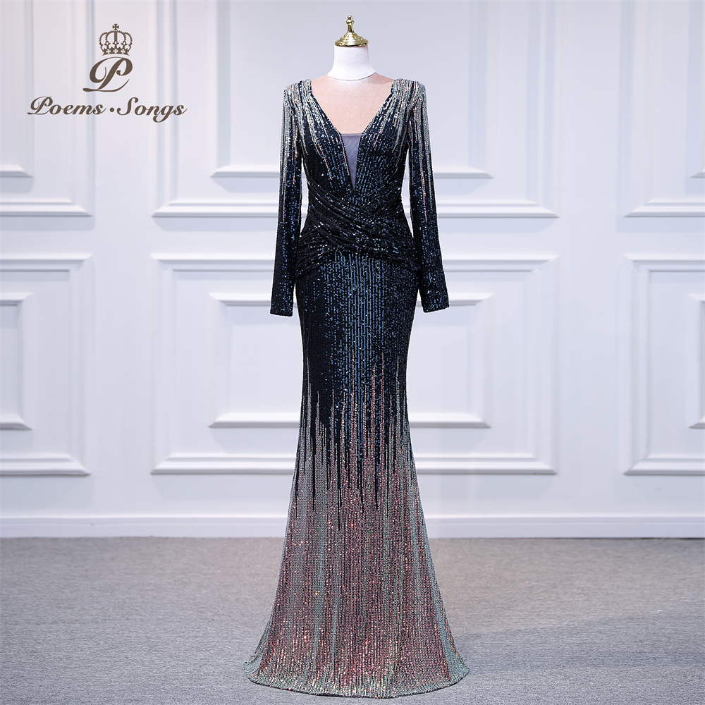 Elegant ชุดผู้หญิงสําหรับงานแต่งงานชุดราตรีแขนยาว vestidos de Fiesta Robe de Soiree de mariage PARTY Dress