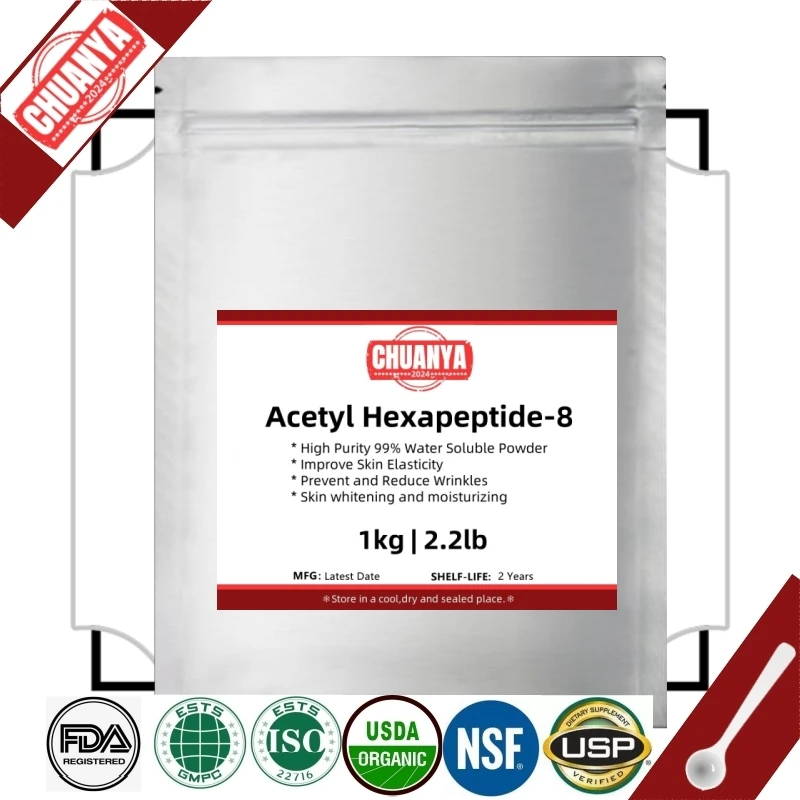 Acetil Hexapeptide-8,Six Peptide Powder, Anti Aging, Melhorar a Elasticidade da Pele, Clareamento Hidratante, Reduzir Rugas, Última Data