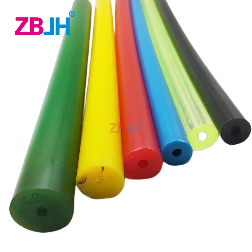 50cm o.d.20 ~ 60mm id.8mm colorido oco haste do plutônio barra de mola de borracha poliuretano elástico borracha redonda varas vermelho amarelo azul preto