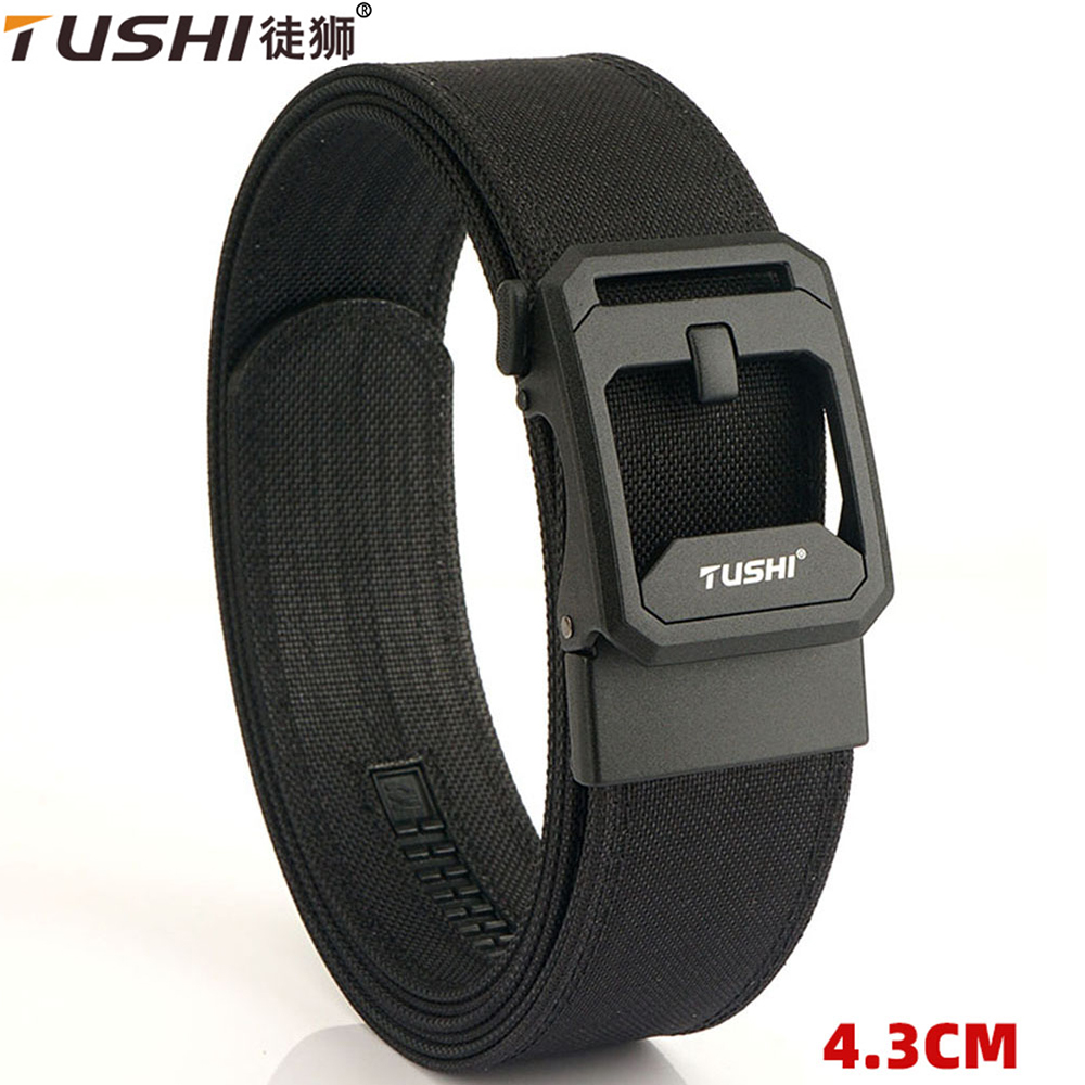 TUSHI Nieuwe 4.3 cm Hard Gun Riem voor Mannen en Vrouwen Legering Automatische Gesp Tactische Outdoor Riem 1100D Nylon Militaire IPSC riem Mannelijke