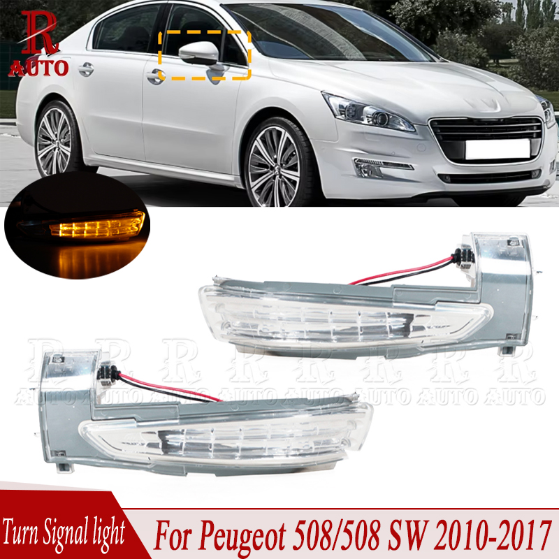 R-Auto LED Lusterko wsteczne Światło kierunkowskazu Lampa boczna Stylizacja samochodu Dla Peugeot 508/508 SW 2010 2011-2015 2016 2017 6325J5 6325J4