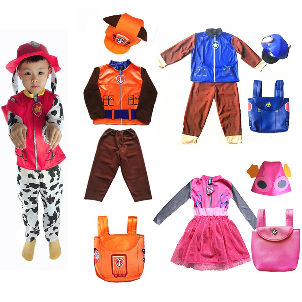 Anime cão patrulha crianças cosplay traje marshall perseguição skye zuma escombros crianças topos calças uniforme patrulha traje de halloween