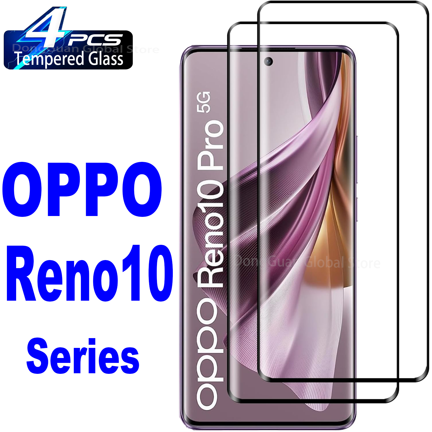 1/4 pièces verre trempé 3D pour OPPO Reno 10 10Pro 5G Film de protection d'écran en verre