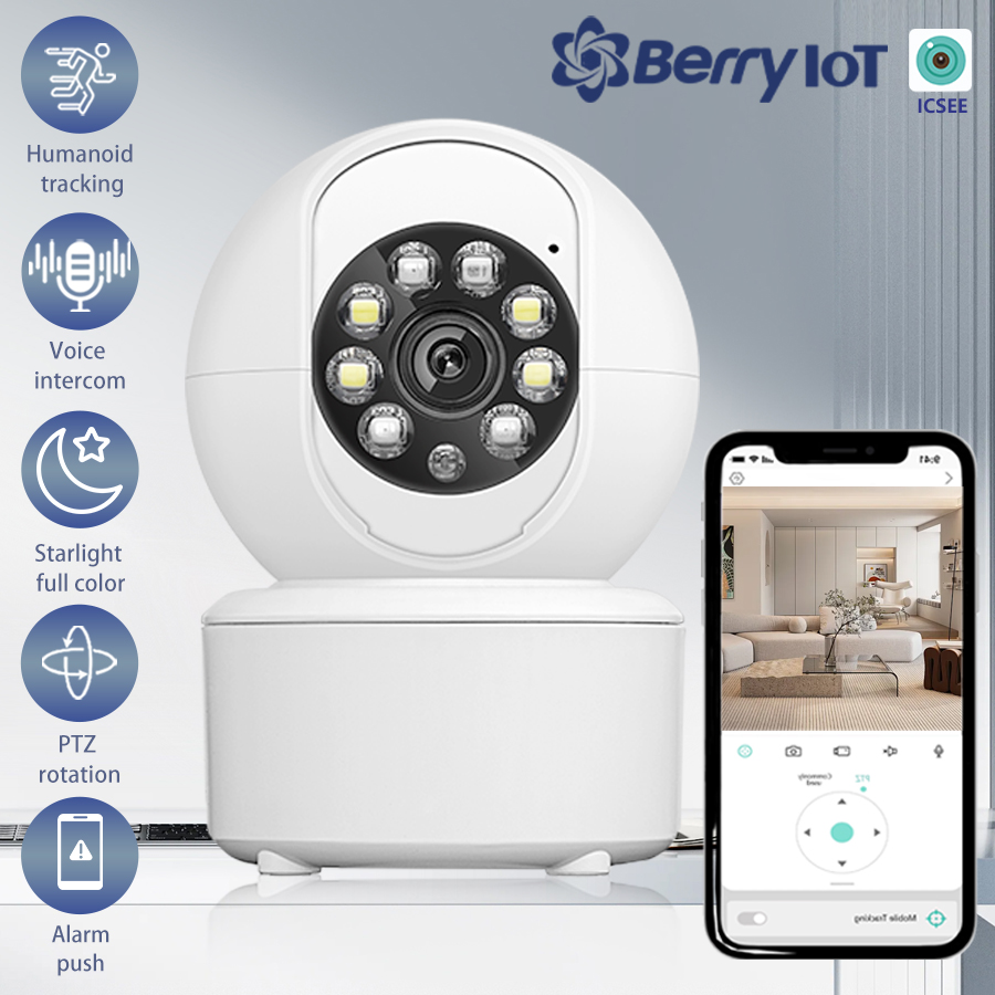Cámara de seguridad inalámbrica WIFI de 1080P, CCTV para el hogar, monitor de bebé, visión nocturna a todo color, seguimiento automático, audio bidireccional ICSEE