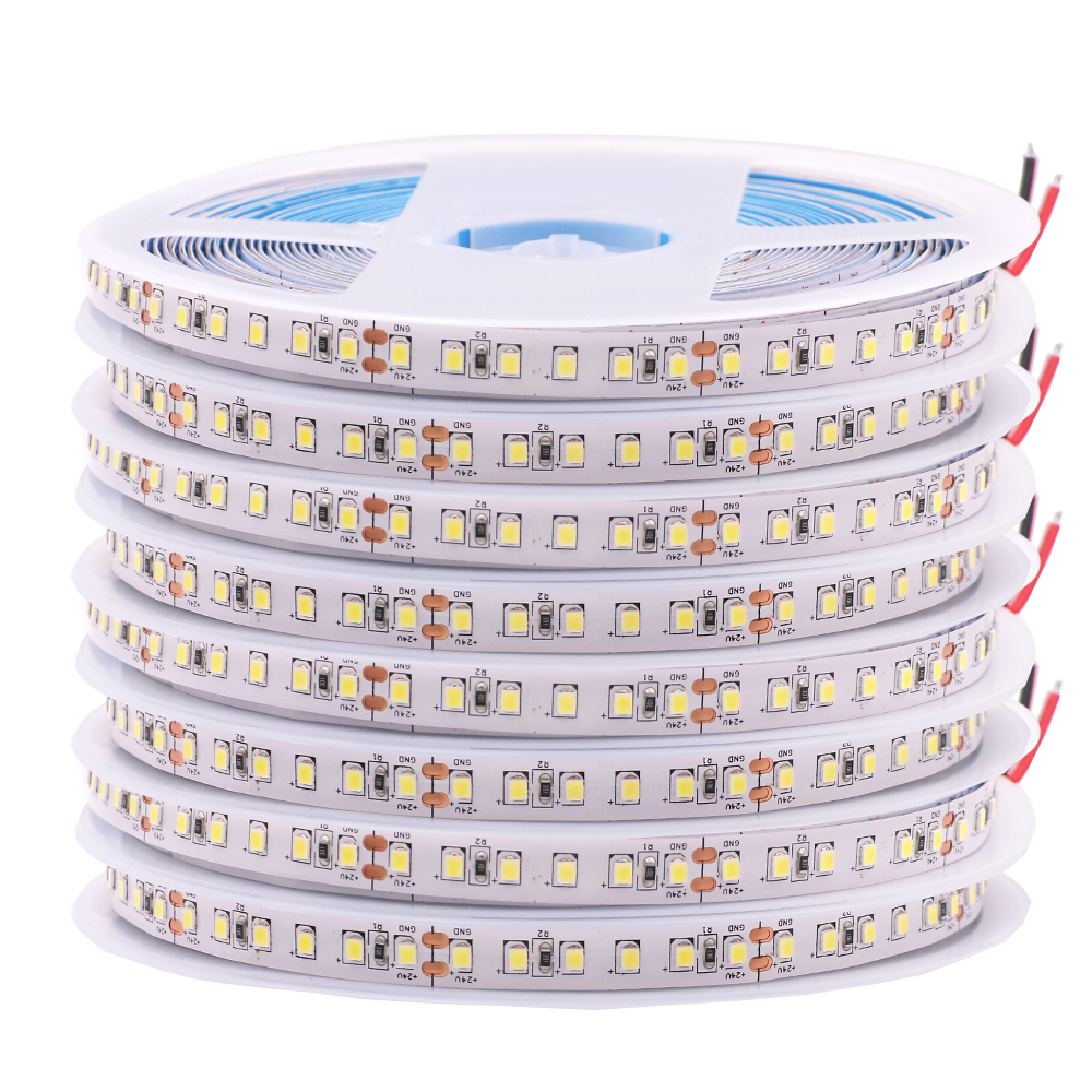 Tira de luces LED de 5M DC 12V 24V 2835 cinta Flexible luz de diodo 60/120/240/480 tira de LED luces blancas frías naturales cálidas cinta Led