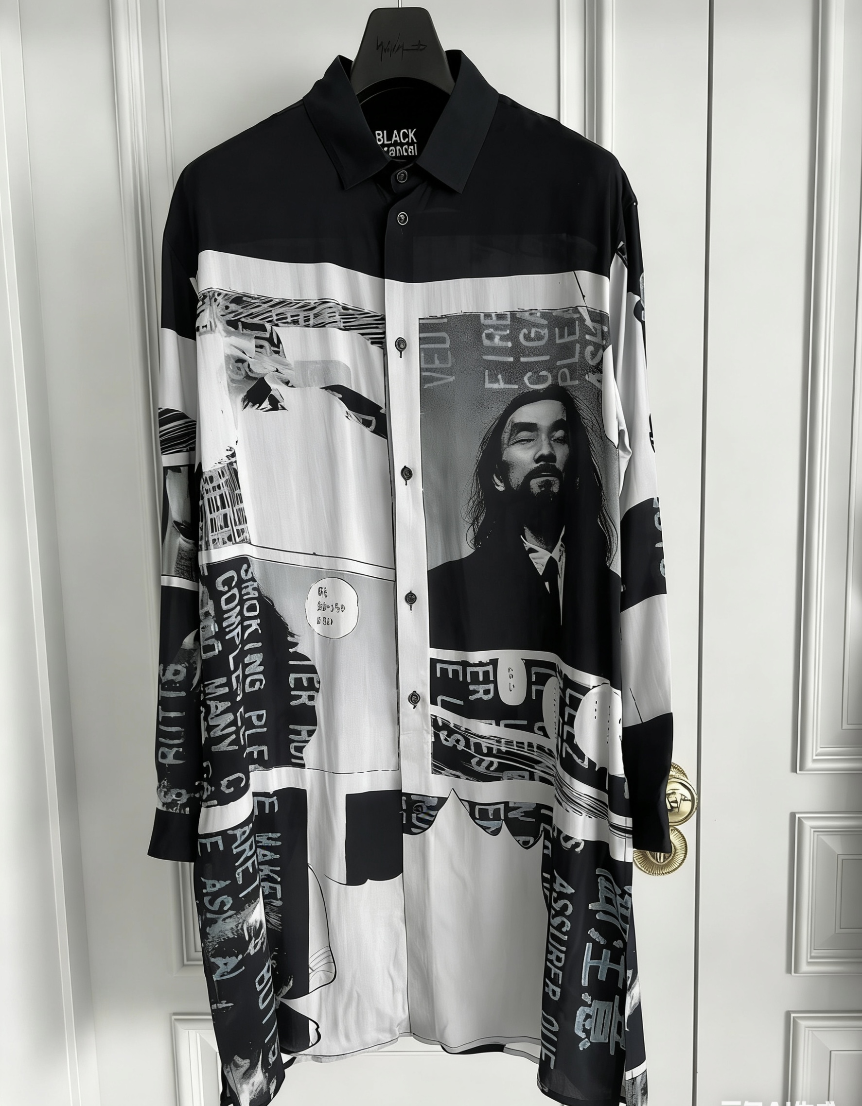 TOP-YAMAMOTO camicia lunga da uomo con stampa di cartoni animati disegnati a mano dal design originale sulle strade dell'Enia