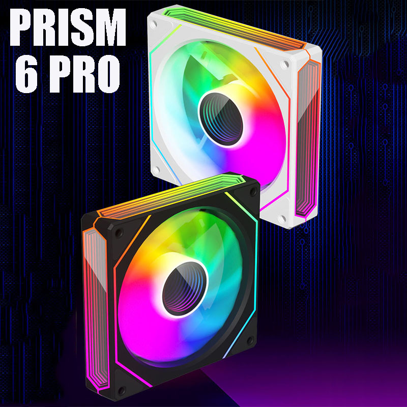 OEM PRISM 6 PRO Вентилятор для корпуса компьютера 12 см ARGB 4-контактный ШИМ Тихий охлаждающий вентилятор 12 В Большой объем воздуха 64,8 куб.см/800-1600 об/мин