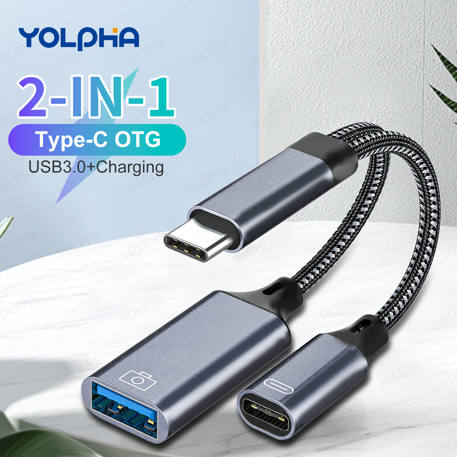 Kabel USB C OTG Adapter do telefonu 2 w 1 typu C na USB A z portem ładowania PD do telefonu Samsung Huawei Xiaomi Laptop Tablet