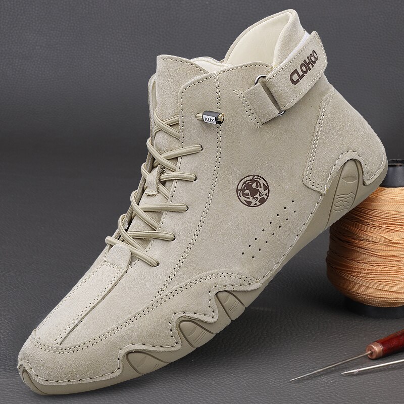 Heren Echte Lederen Schoenen Enkellaarzen 2023 Heren Sneakers Outdoor Lichte Veterschoenen Casual Schoenen Mode Instappers Winter Warme Laarzen