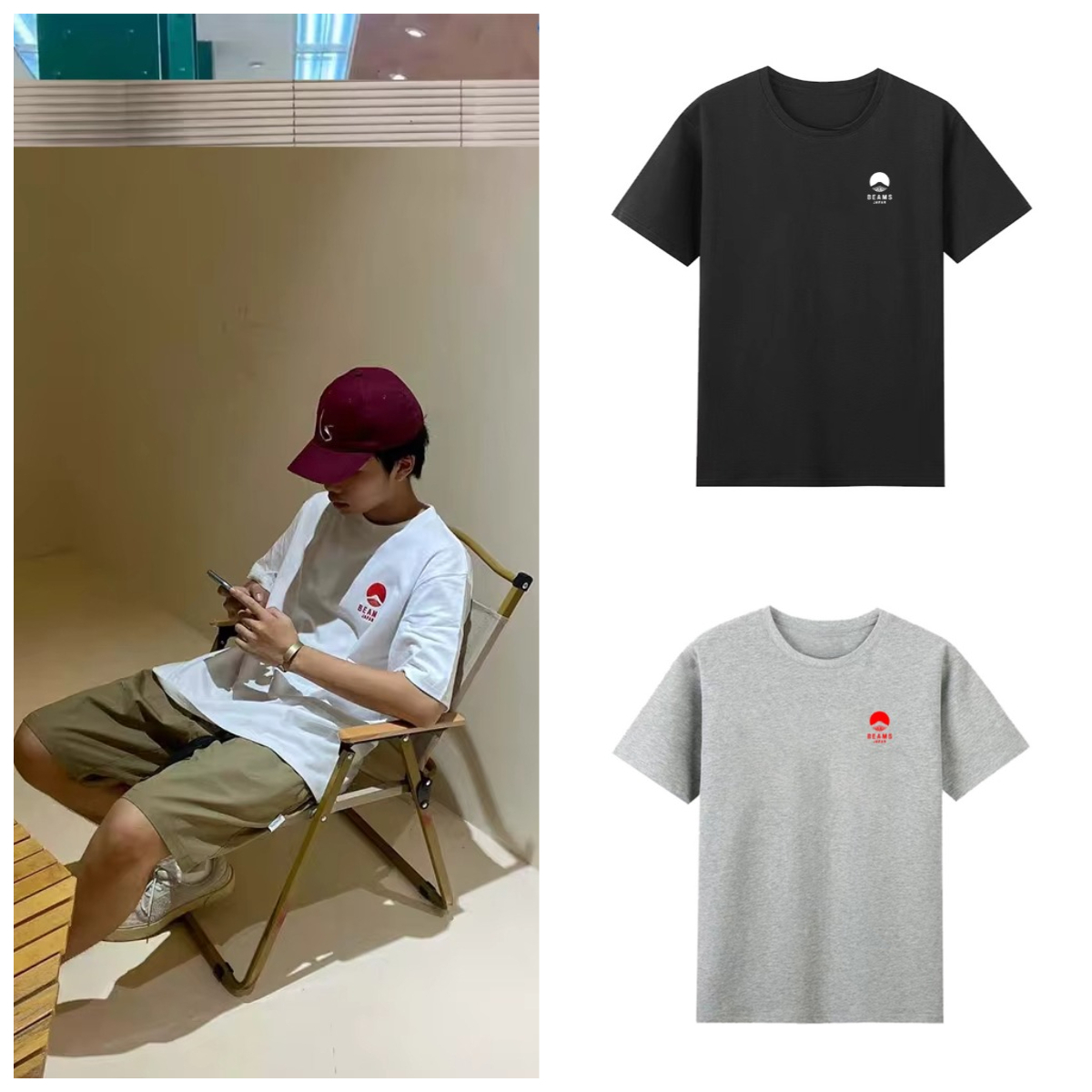 T-shirt a maniche corte con stampa del Monte Fuji in Giappone, modello unisex (cotone), casual estivo con scollo rotondo.