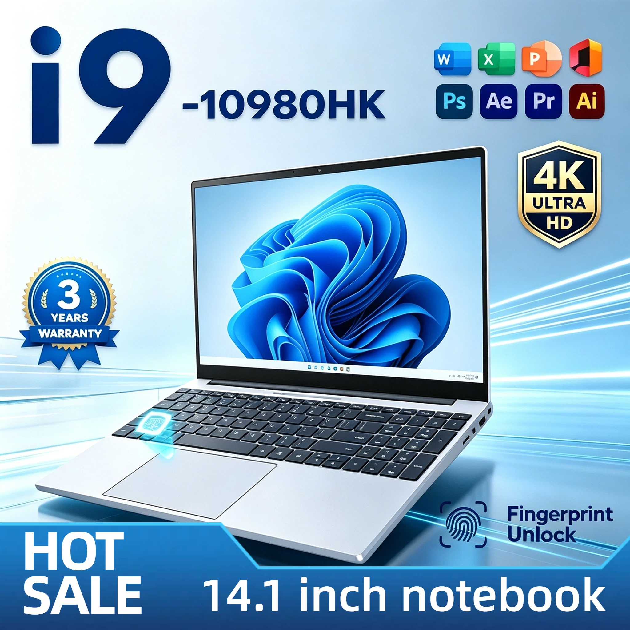 แล็ปท็อป Intel Core i9 10980HK ขนาด 14.1 นิ้ว รุ่น Pro 8C 16T 2.4-5.3GHz 16MB 45W 32GB DDR4 2TB M.2 SSD โน้ตบุ๊กเกมมิ่ง/ออฟฟิศ Pro Max HD