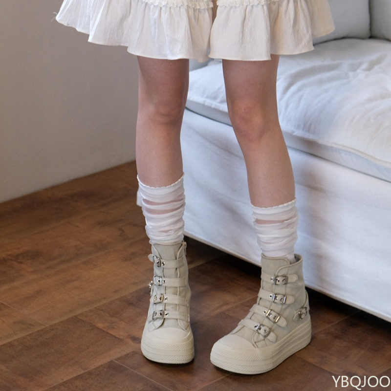 Małe rozmiary, modne buty damskie na wiosnę i jesień, urocze, wysokie, zapinane na zamek, płaskie, na grubej podeszwie, podwyższające wzrost.