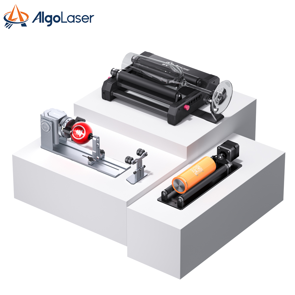 Zestaw rolek obrotowych do grawerowania laserowego AlgoLaser ARR/RR2/ARC Idealny do grawerowania na regularnych i nieregularnych obiektach cylindrycznych