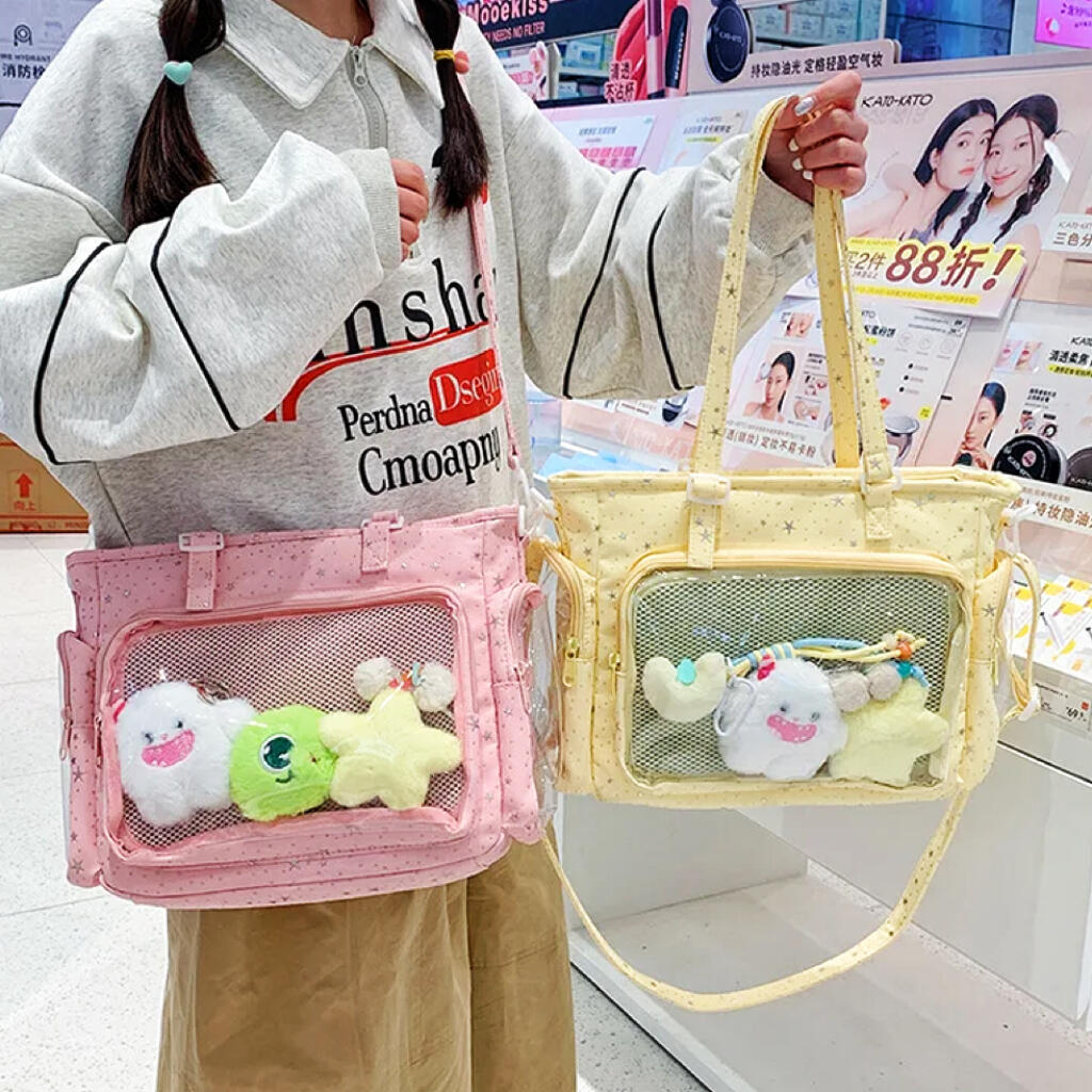 Nuevo Bolso Y2K con Estrellas Brillantes, Bolso de Hombro de Moda para Mujer, Bolso Transparente Estilo Lolita, Bolso Cruzado DIY, Bolsos de Mano