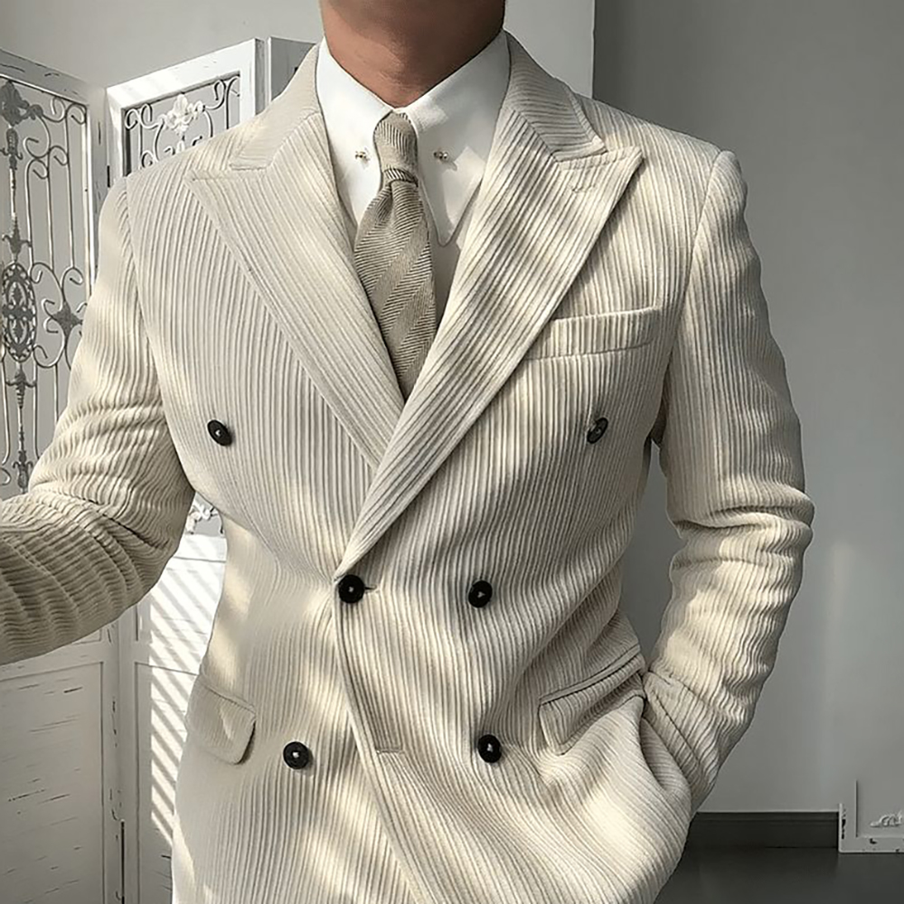 Conjuntos de trajes a medida personalizados para hombre, hechos a medida, 2 piezas (chaqueta + pantalones), ropa de boda de moda urbana con solapa en pico y doble botonadura