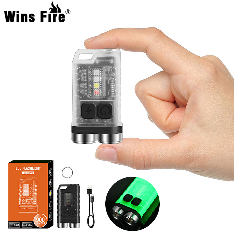 V3 EDC zaklamp sleutelhanger licht 900 lumen handheld draagbaar super helder TYPE-C USB-oplaadpoort noodwerk campinglicht