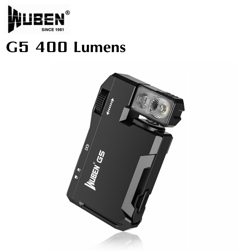 WUBEN G5 Mini EDC Light Портативный карманный фонарик 400 люмен Водонепроницаемый магнитный хвост 52 г Сверхлегкий 180 °   Вращающаяся головка