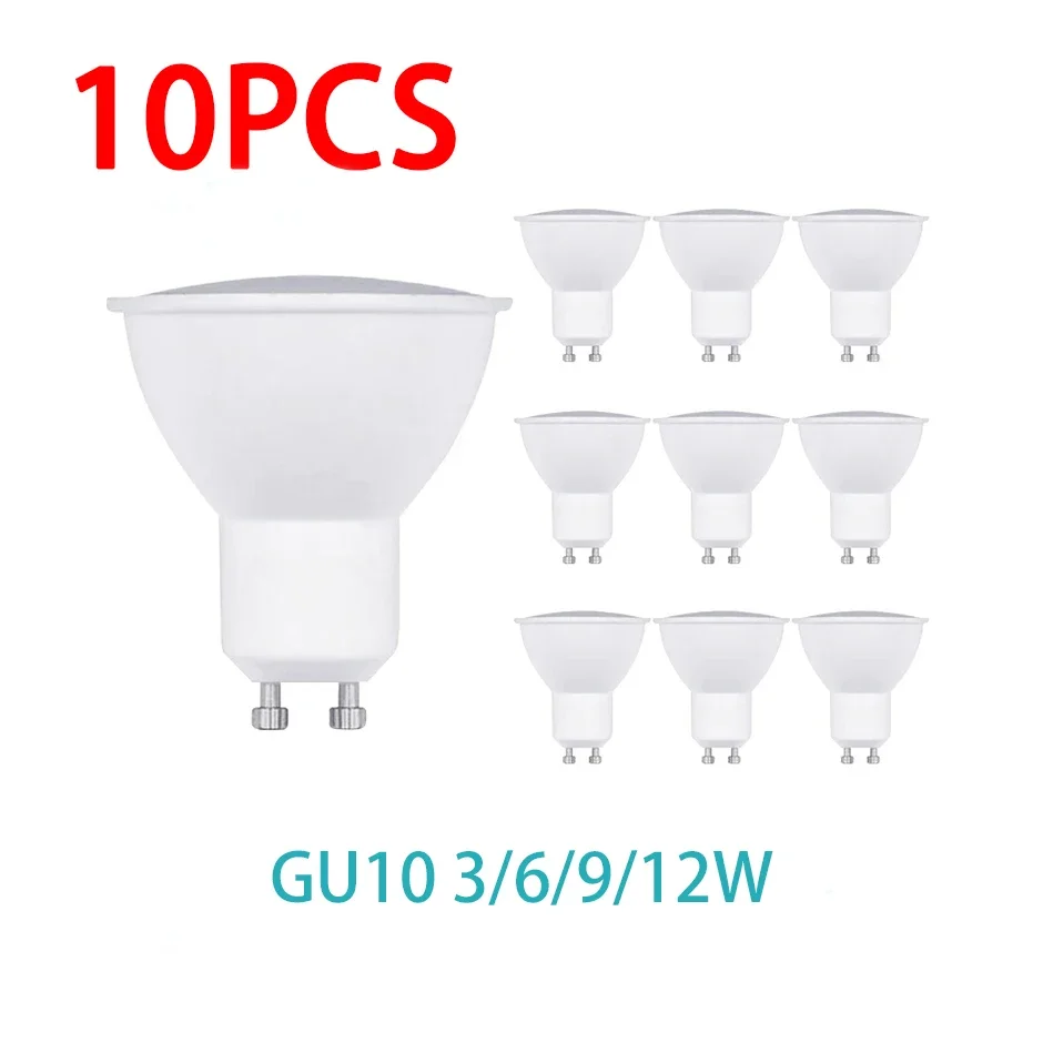 10 個 220V 3 ワット 6 ワット 9 ワット 12 ワット LED 電球 GU10 LED スポットライトトウモロコシランプ省エネランプリビングルーム用