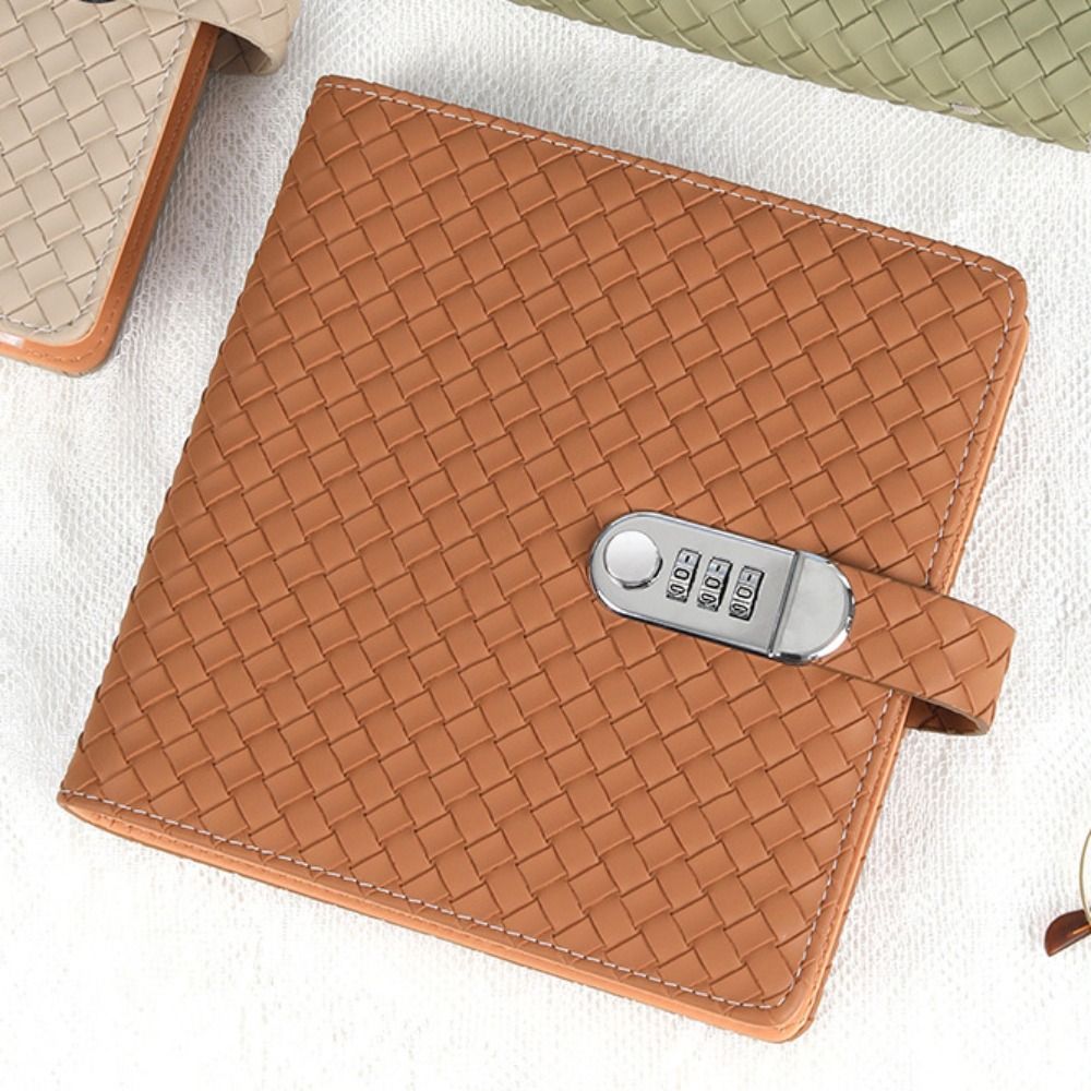 Emboss FWeaving Texture Envelop Savings Challenges Book 50Sheets PU Leather Budget Binder with Lock Cash Envelopes Account Book