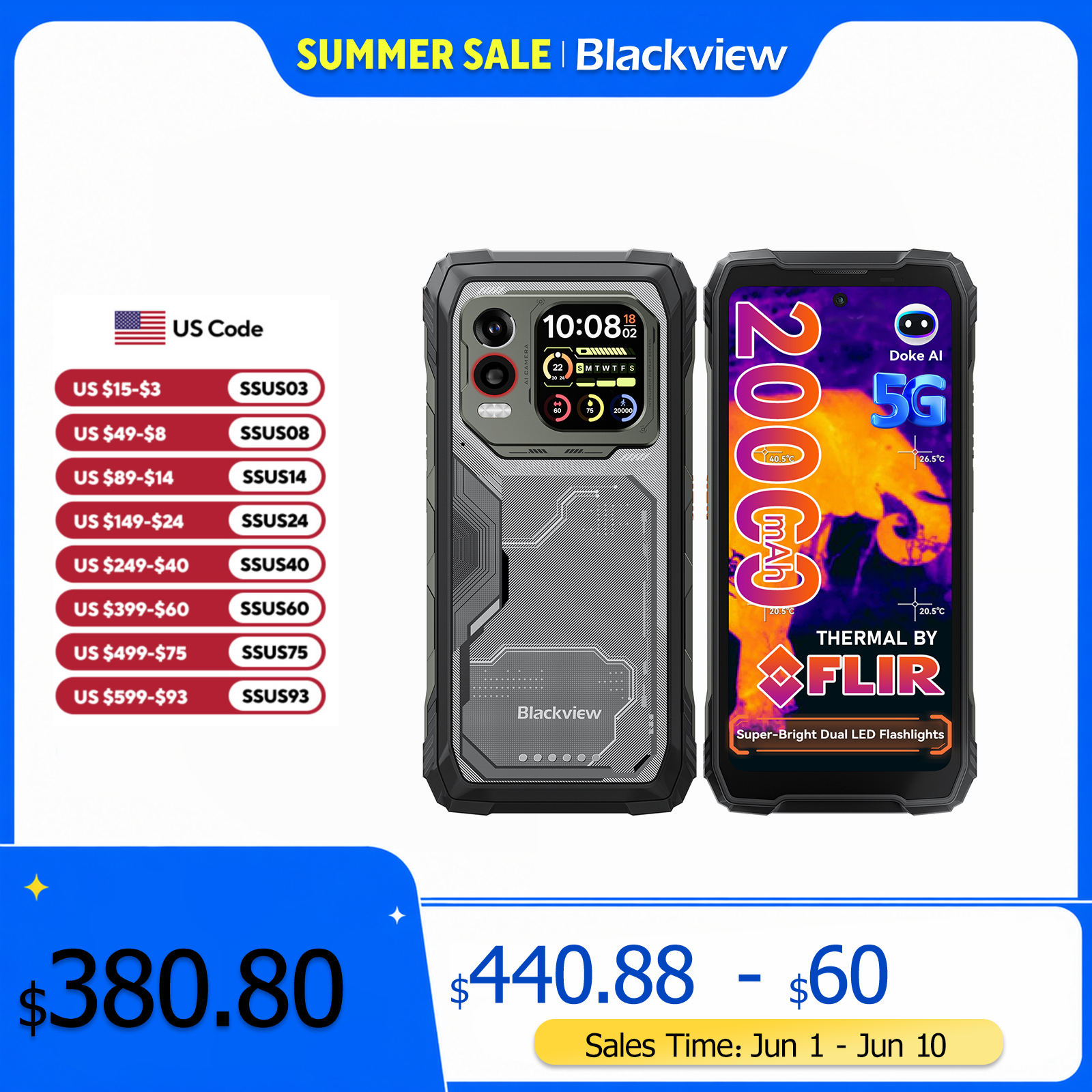 Blackview XPLORE 1 PRO Rugged Smartphone 6.78’‘2.4K Display 12GB+256GB/512GB Android 15 5G Mobile Phone with Thermal Imagin FILR