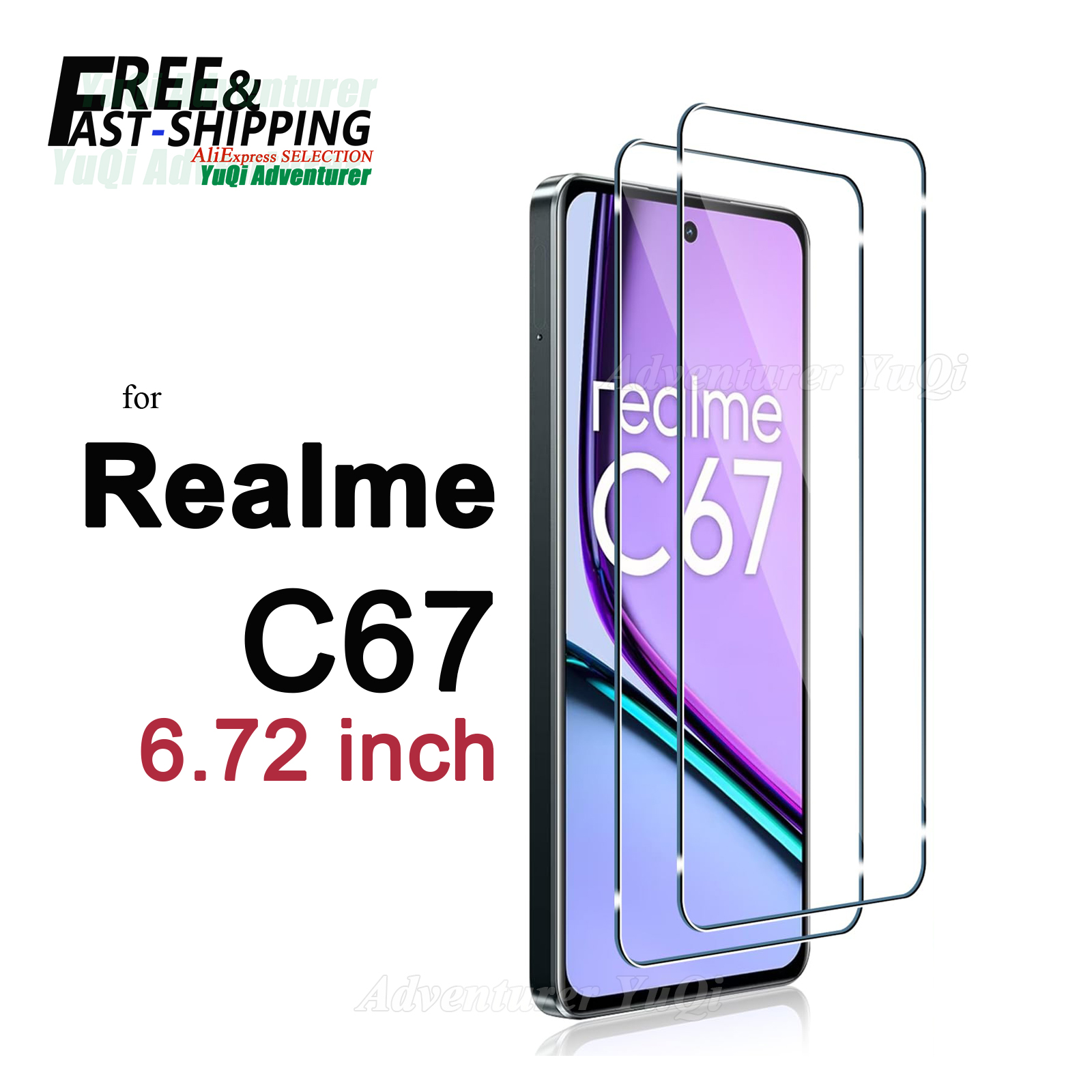 Защитная пленка для экрана Realme C67 4G 5G 6,72 дюйма, закаленное стекло HD Crystal Mica 9H, чехол с защитой от царапин, удобный высокоалюминий