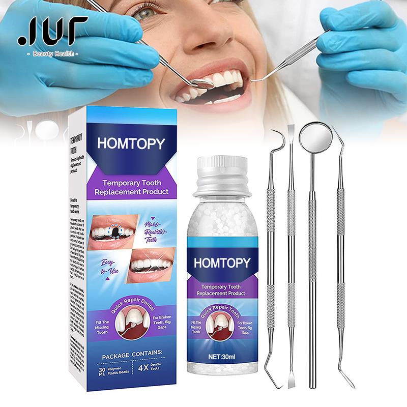 Kit de réparation de dents moulables, kit de remplacement dentaire temporaire, perles thermiques pour le remplissage, réparer la dent manquante et cassée, artificielle