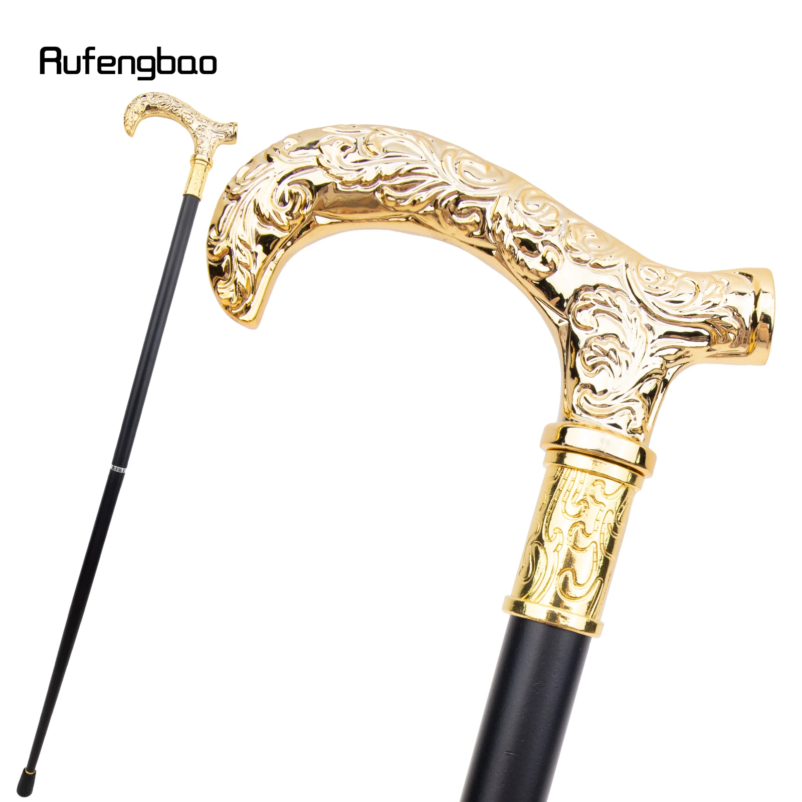 Bastón para caminar con patrón de flores doradas, bastón decorativo a la moda para caballero, bastón elegante para Cosplay, bastón con perilla de 93cm