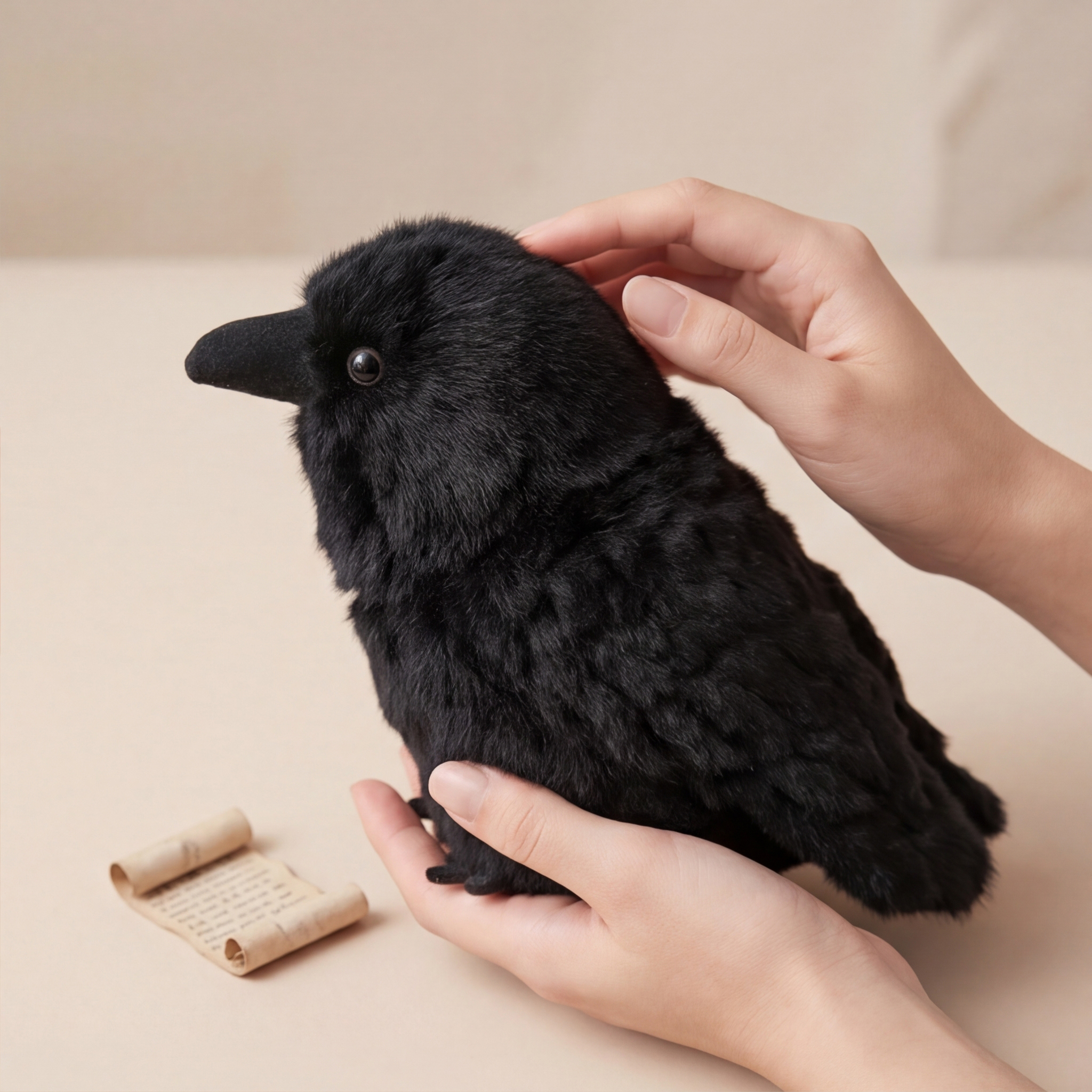 Peluche Corvo Nero Kawaii da 10cm/20cm, Giocattolo Realistico a Forma di Corvo, Morbido Pupazzo Uccello Creativo per Bambini e Adulti, Decorazione Gotica per la Stanza