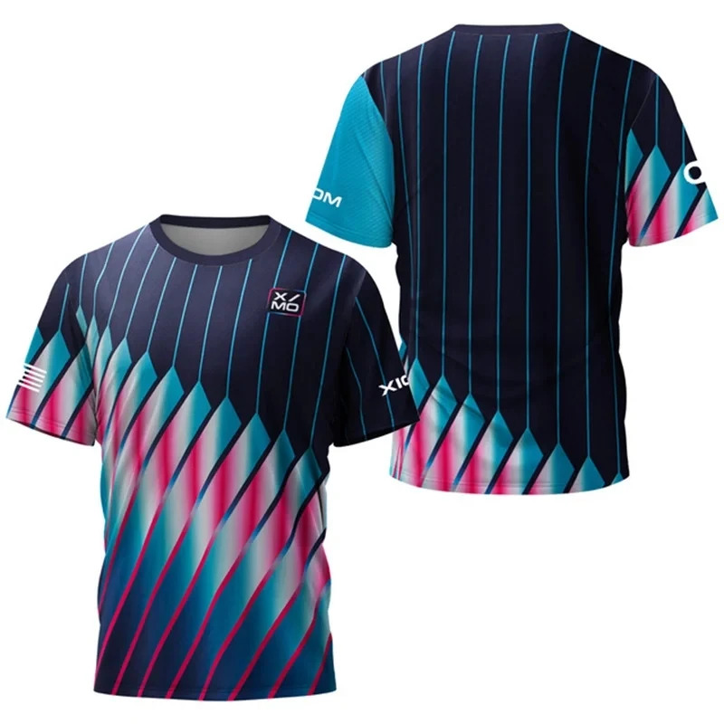 Męska koszulka sportowa drukowana w technologii 3D, okrągły dekolt, krótki rękaw, wygodna, casualowy trend, lato, nowy styl, duży rozmiar