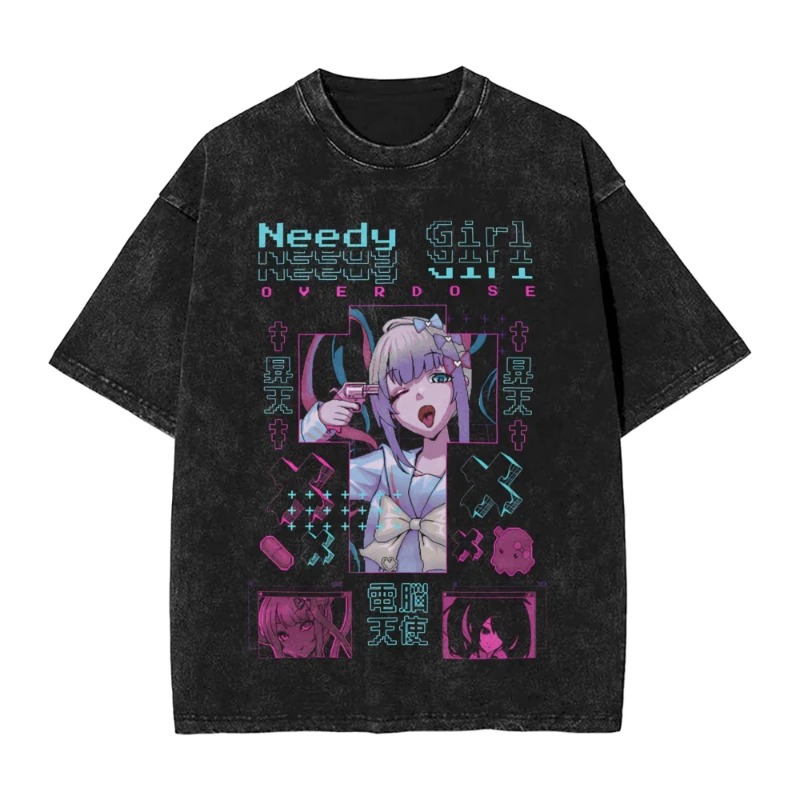 Needy Streamer Sovraccarico Divertente Stampa grafica T-shirt Uomo Donna Harajuku Streetwear Tee Allentato Oversize Vintage Top in cotone lavato