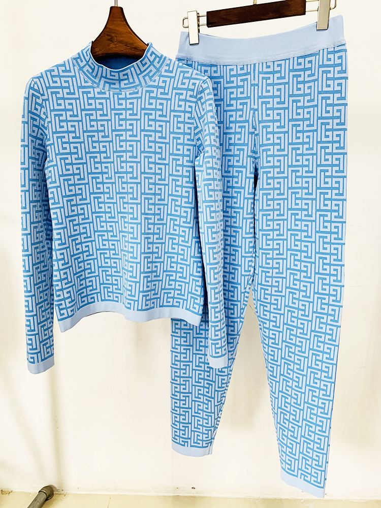 HIGH STREET Nuovissimo Maglione Pullover da Donna 2026, Design Geometrico con Monogramma Jacquard