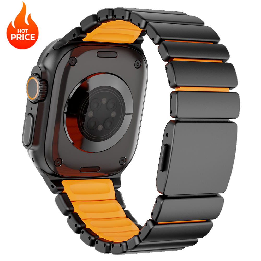 Титановый силиконовый магнитный ремешок для Apple Watch Ultra 3/2 49 мм серии 11 10 46 мм, металлический ремешок для Iwatch 9 8 7 45 мм 6 SE 5 44 мм