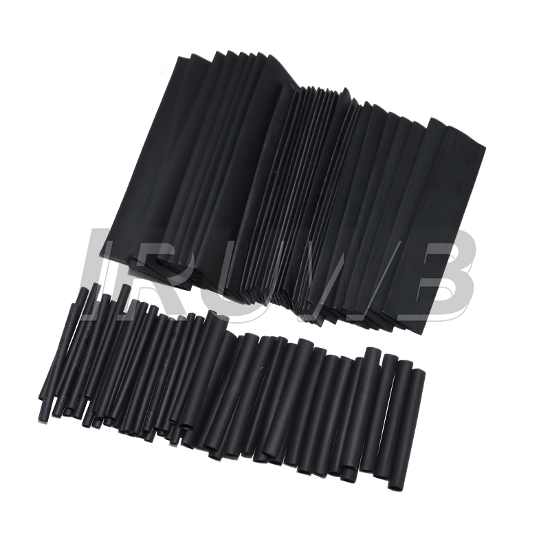 127 Uds 2:1 juego de fundas termorretráctiles negras Cable de alambre envoltura de poliolefina tubo termorresistente envoltura retráctil