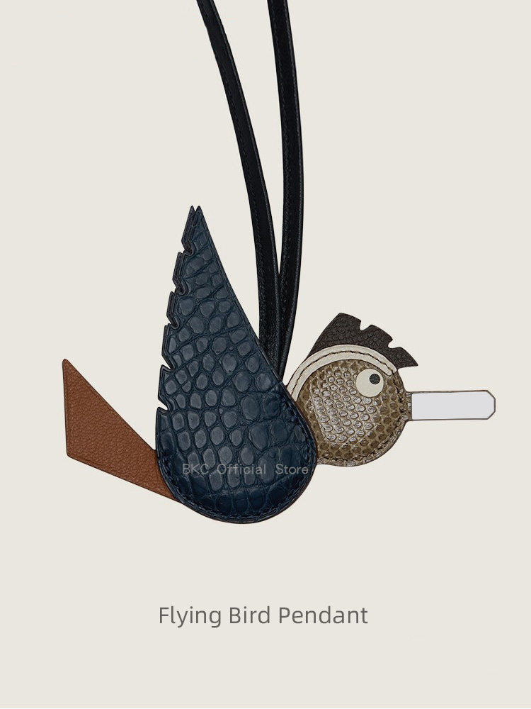 Breloque de sac de luxe faite à la main en peau de crocodile et de lézard, motif oiseau, pour sacs Birkin et Kelly, accessoire de sac à main de créateur unique