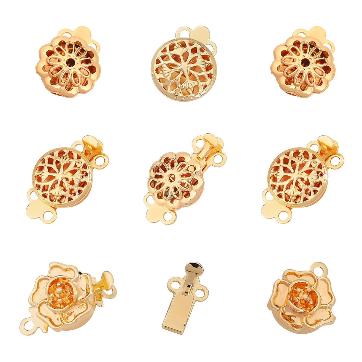 1 conjunto 18k banhado a ouro cobre jóias achados flores fecho ganchos conectores de extremidade para diy colar pulseira corrente jóias fazendo