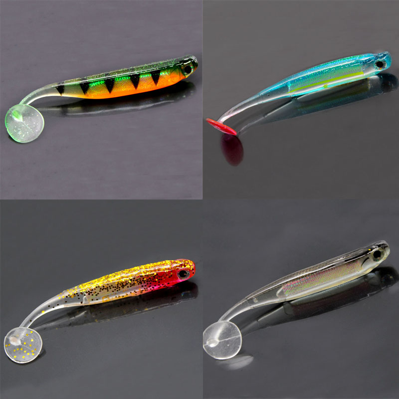 2 stks/partij 7 cm/9 cm 2g/5g Wobbler Vissen Lokken Regenboog Shiner Aas T staart Bionische Zachte Silicon Kunstmatige Realistische Visgerei