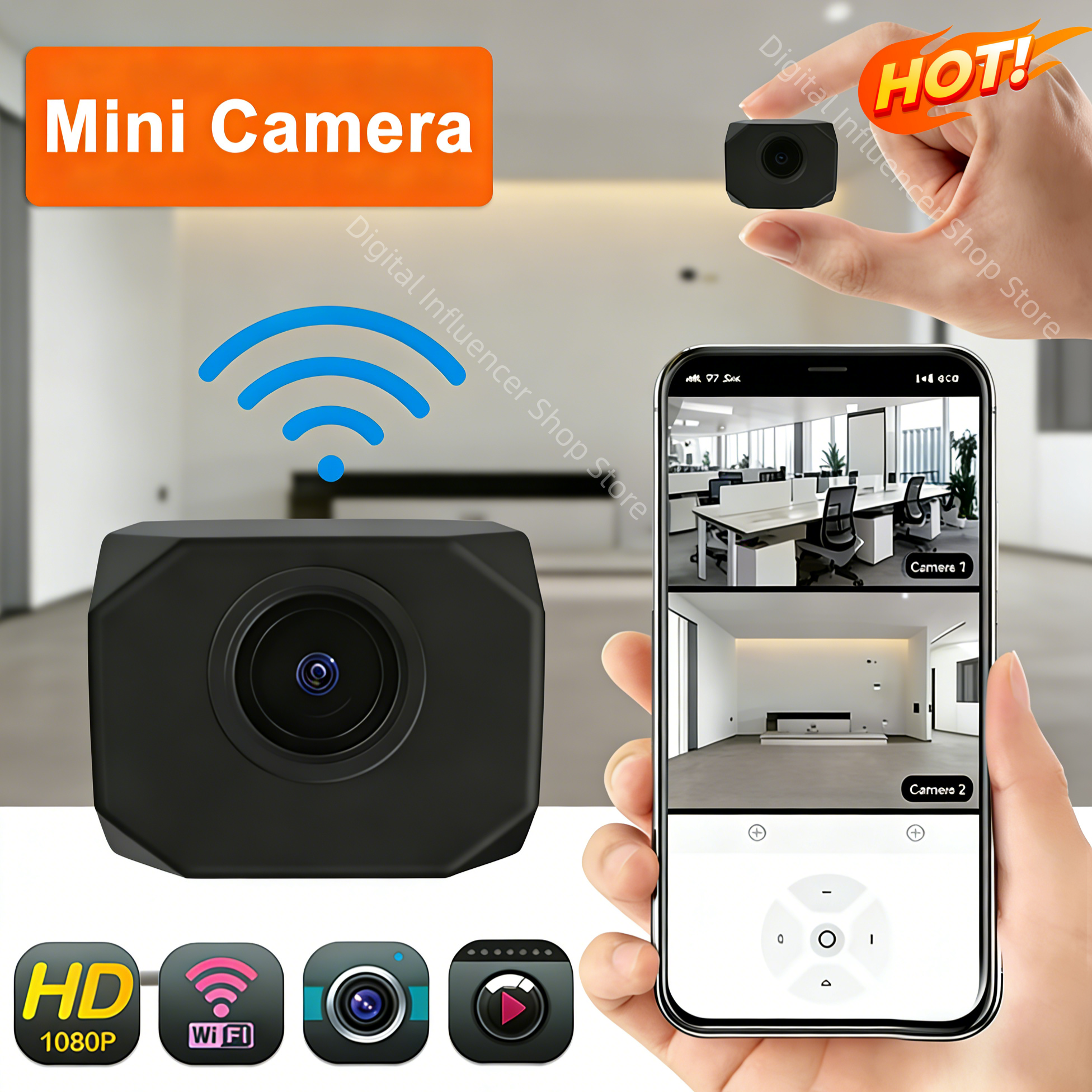 Nueva Cámara de Seguridad WiFi 4K HD con Visión Nocturna, Mini Cámara Inteligente para el Hogar, Vigilancia IP Interior, Monitoreo Remoto por Aplicación, Diseño Portátil