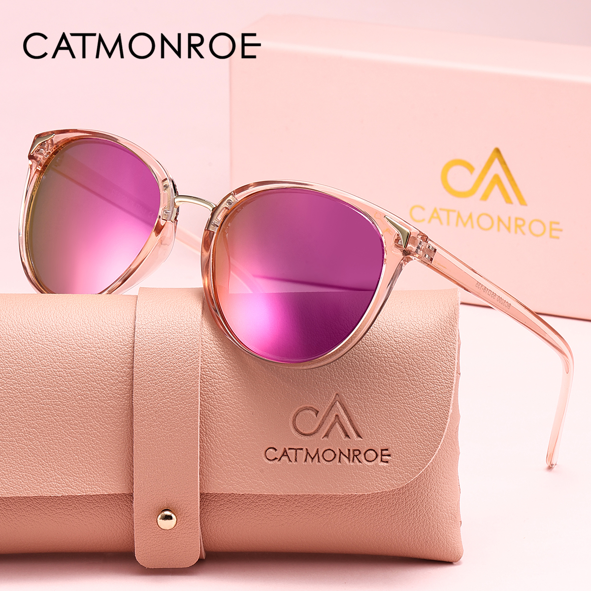 CATMONROE 1 ชิ้นผู้หญิงแว่นกันแดดสีเสริมรอบเลนส์น้ําหนักเบาสบายขับรถสบายๆเดินทาง UV400 แว่นกันแดดโพลาไรซ์