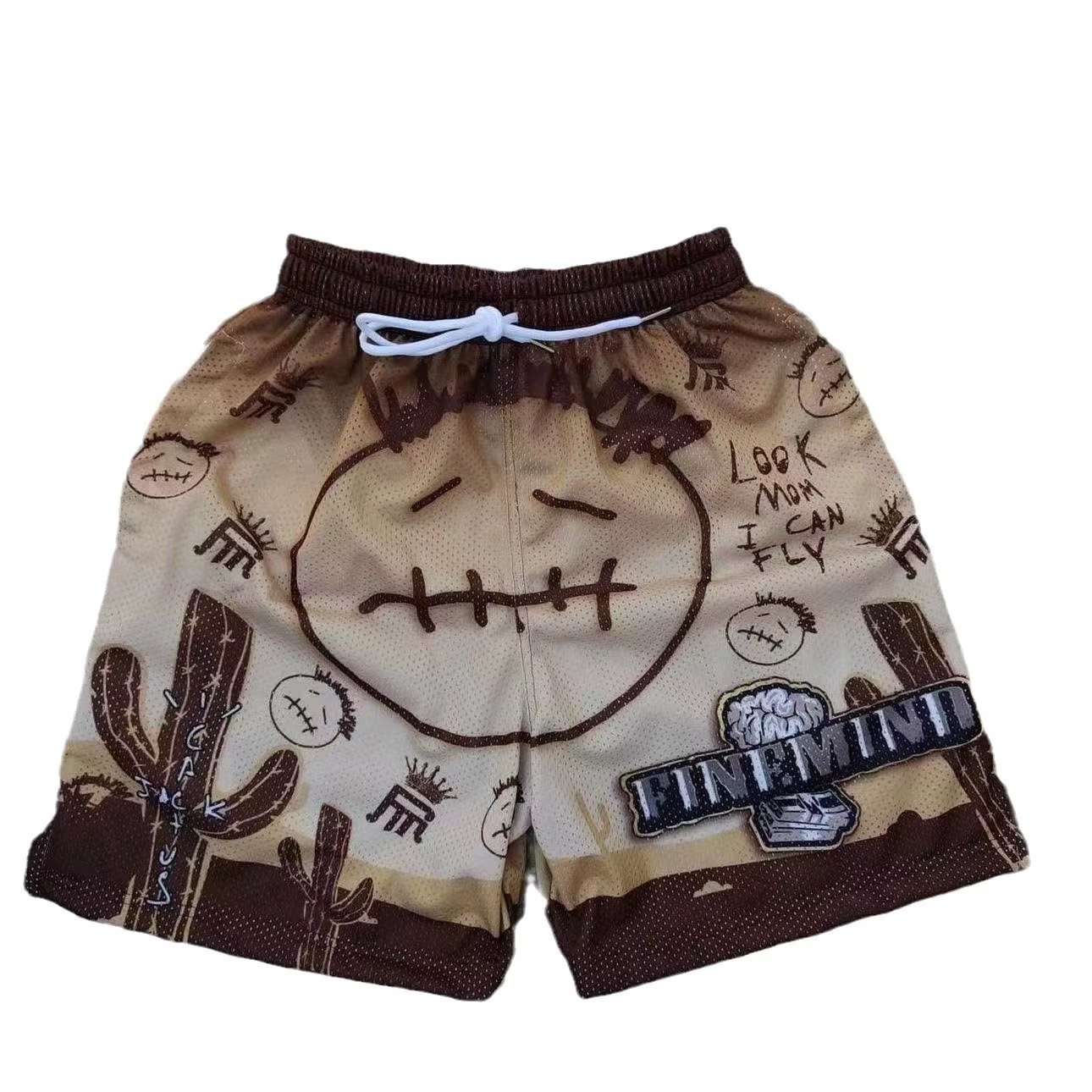 Pantalones cortos de estilo americano con grafiti para hombre y mujer, malla de secado rápido, talla grande, hasta la rodilla, baloncesto, cuarto de niños