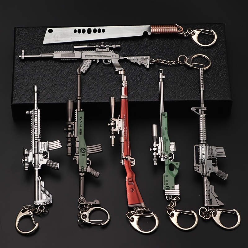 1 PC ของเล่นปืนพวงกุญแจ,โลหะผสมปืนของเล่นจี้ Key CHAIN แหวนกุญแจรถของขวัญสําหรับชาย