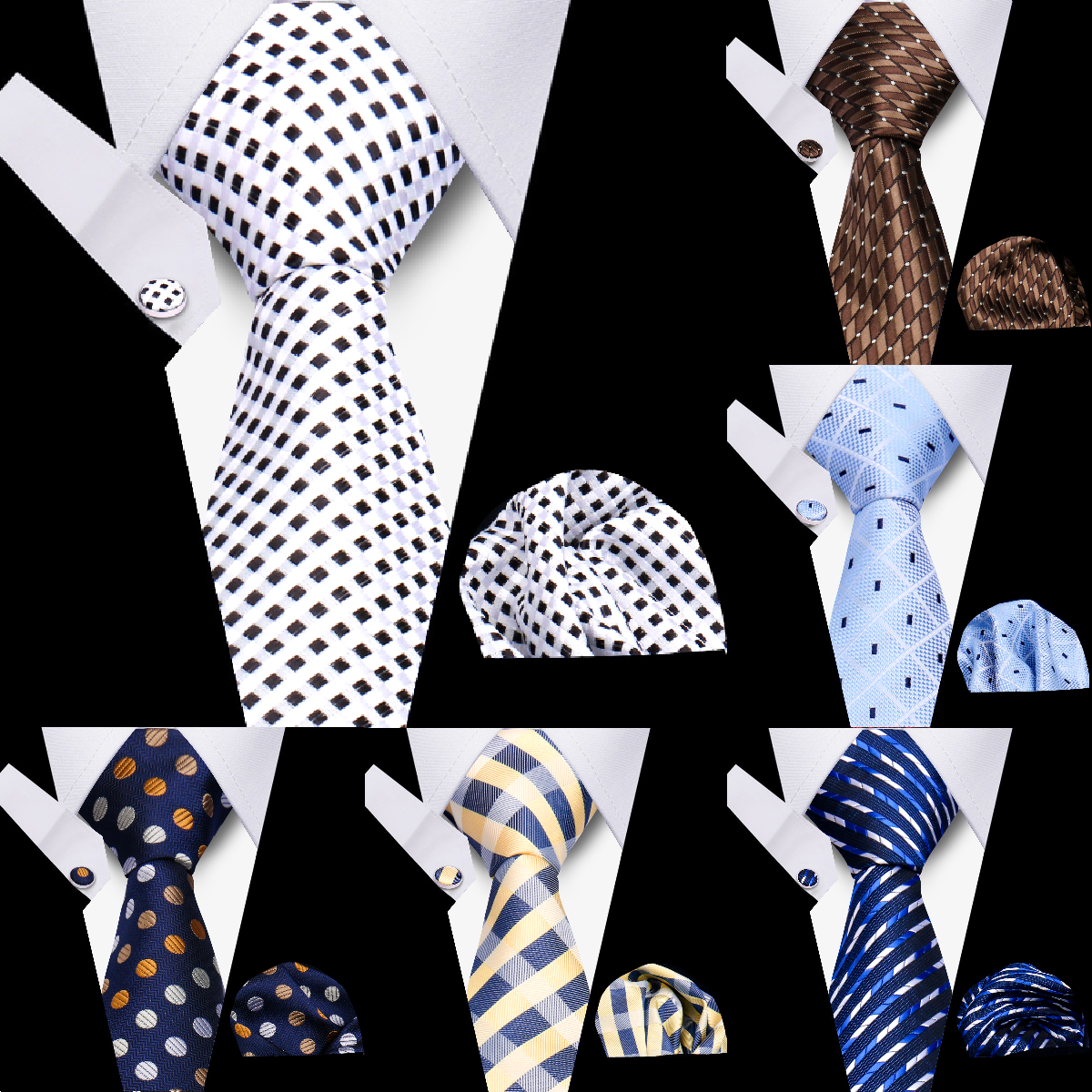Gravatas para homens, presente da moda, conjunto de gravata listrada de luxo, lenço, abotoaduras, 3 peças, acessórios de terno de casamento de negócios