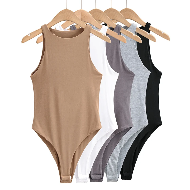 BRADELY MICHELLE-Chaleco doble de punto de estilo Sexy, top de una pieza, Color puro, novedad de verano