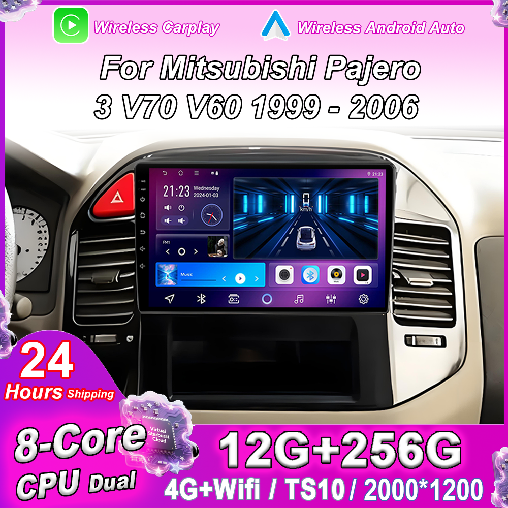 Android 15 para mitsubishi pajero 3 v70 v60 1999 -2006 rádio automático estéreo multimidia player de vídeo navegação gps carplay não 2din