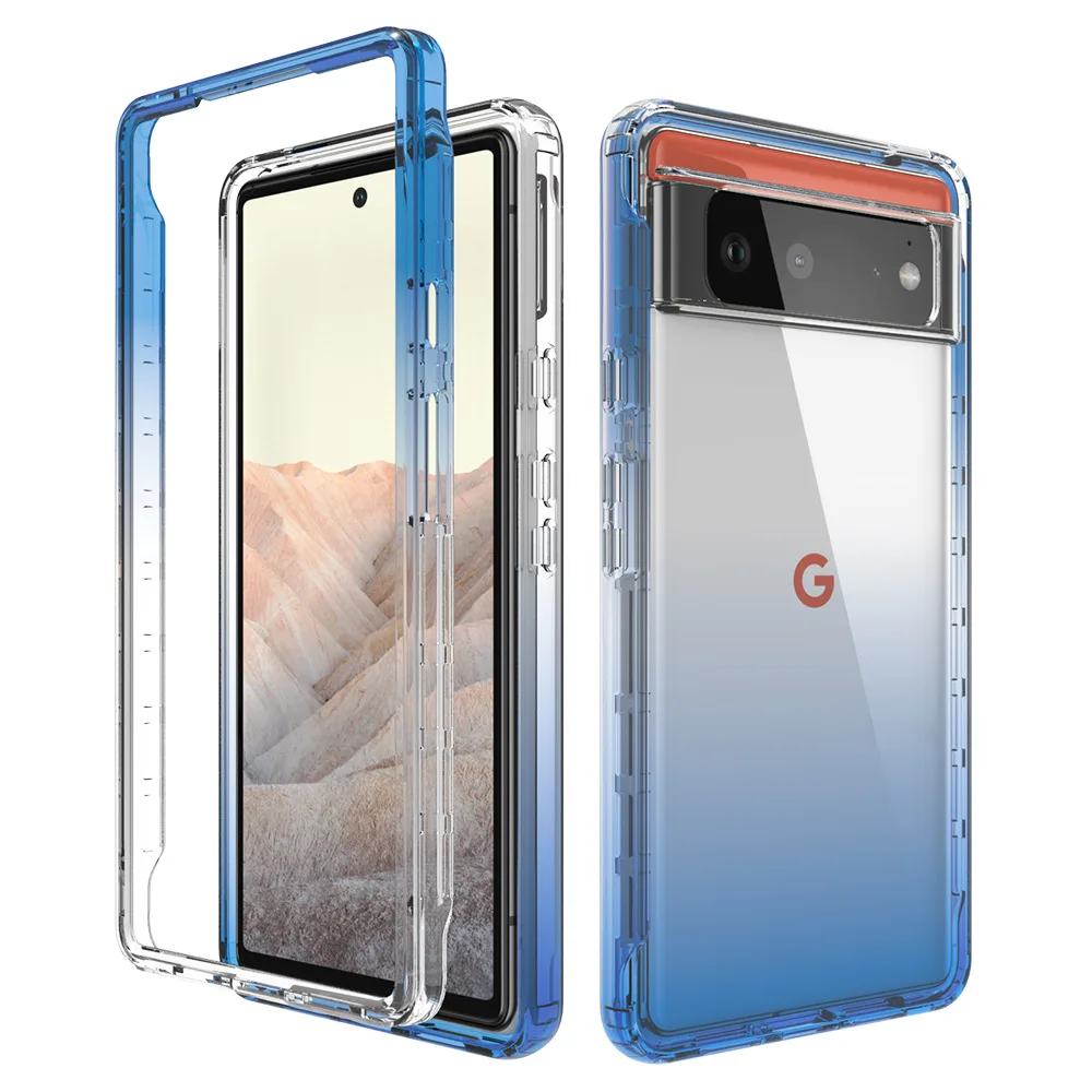 Casing transparan untuk Google Pixel 6 Pro 6A / Pixel 7 Pro 7A Hybrid tahan guncangan Tpu/pc cangkang lapisan ganda penutup warna permen Funda